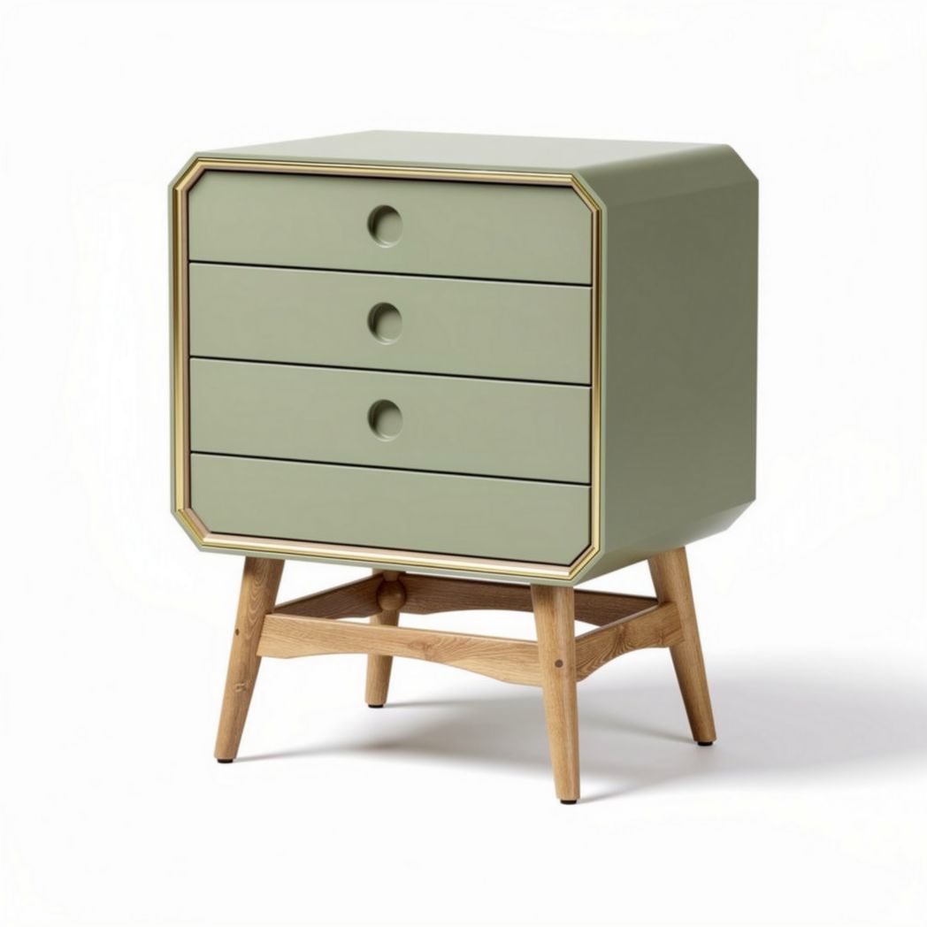 Szafka nocna z drewna i płyty MDF w kolorze zielonym 70 x 50 x 45cm