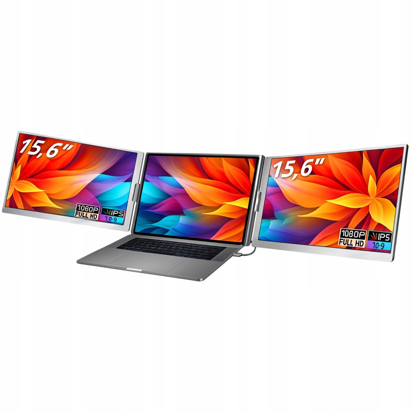 PRO-VIEW Podwójny monitor do laptopa 15.6 FHD, USB-C, 100%sRGB, torba, przenośny