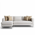 Sofa narożna w kolorze białym wykonana z tkaniny rozmiar 200 x 90 x 85cm