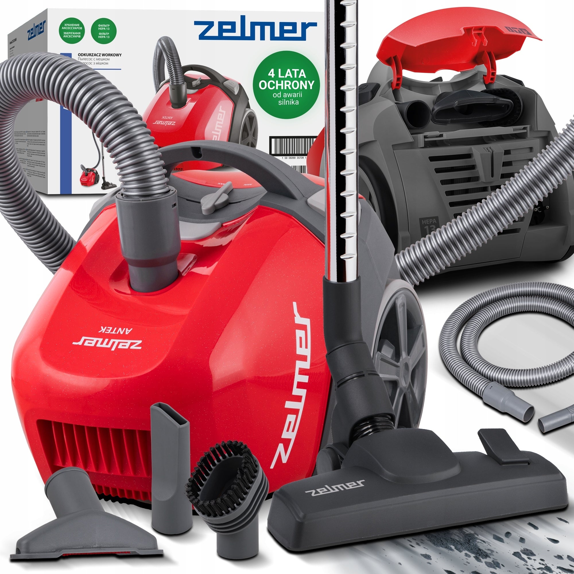 ODKURZACZ WORKOWY ZELMER ANTEK TRADYCYJNY Z FILTREM HEPA +KOŃCÓWKI ECO 900W(ODKURZACZ WORKOWY ZELMER ANTEK TRADYCYJNY Z FILTREM HEPA +KOŃCÓWKI ECO 900W)