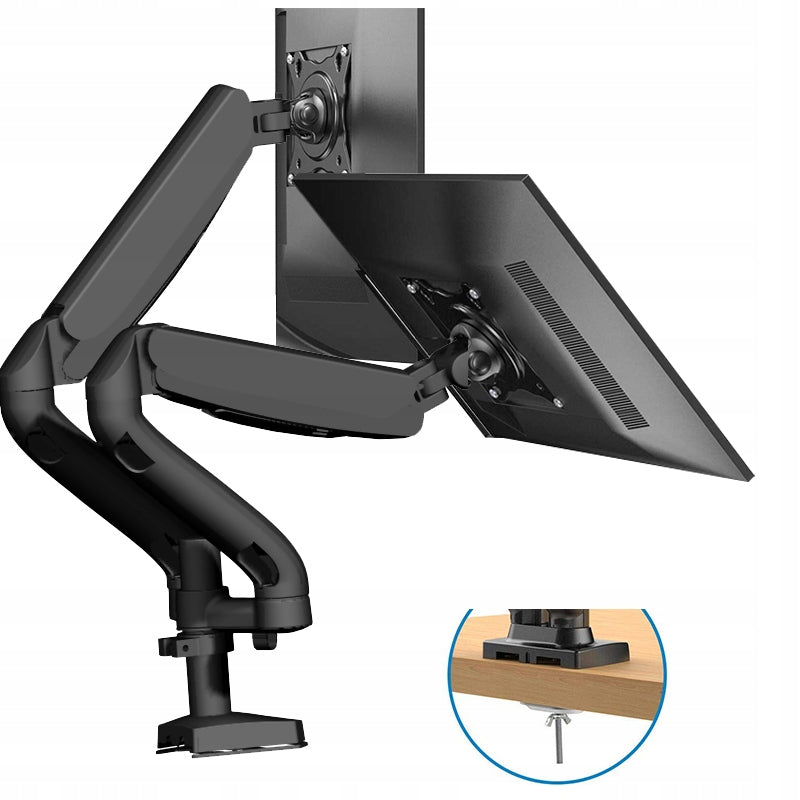 Uchwyt do 2x Monitor Gazowy 2xUSB 3.0 Mocny Regulowany Uniwersalny Biurkowy