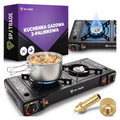 SPJ TRADE Kuchenka gazowa 2-palnikowa przenośna turystyczna adapter dwa palniki 2500W