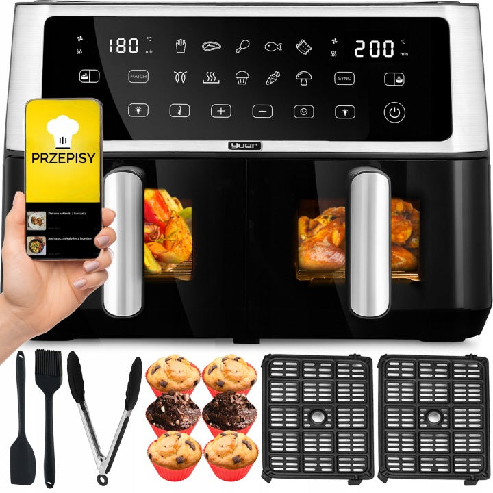 Yoer Frytkownica beztłuszczowa Dwukomorowa 10L Air Fryer Yoer 2850W 10 programów(Frytkownica beztłuszczowa Dwukomorowa 10L Air Fryer Yoer 2850W 10 programów')
