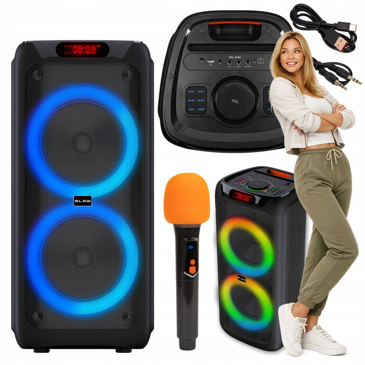Blow GŁOŚNIK BLUETOOTH PRZENOŚNY BEZPRZEWODOWY DUŻY MIKROFON KARAOKE 280W(280 W'/GŁOŚNIK BLUETOOTH PRZENOŚNY BEZPRZEWODOWY DUŻY MIKROFON KARAOKE 280W')