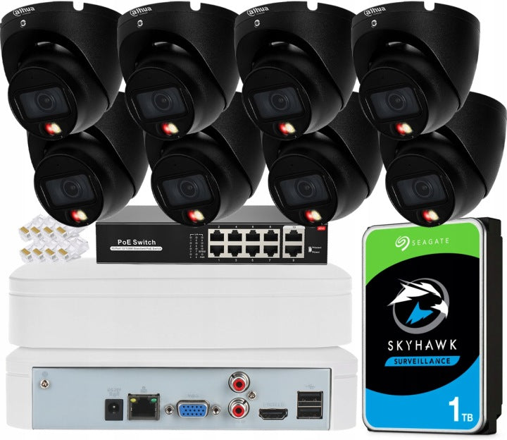 Dahua Zestaw Monitoringu IP 6MPx Dahua Dual Light 8x IPC-HDW1639T-A-IL-S6 BLACK